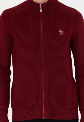 Erkek Bordo Basic Triko Hırka - 50268938033