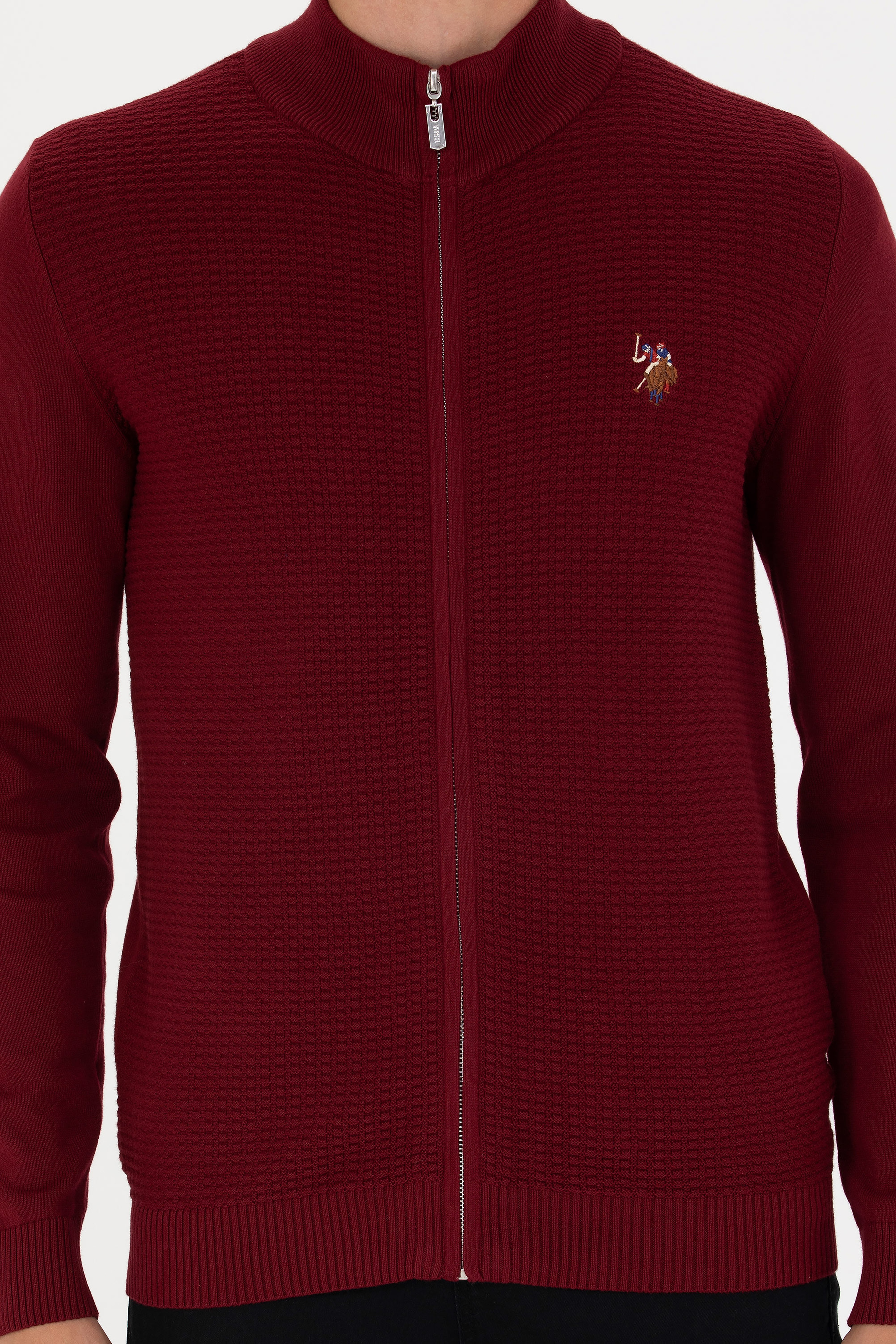 Erkek Bordo Basic Triko Hırka - Image 6