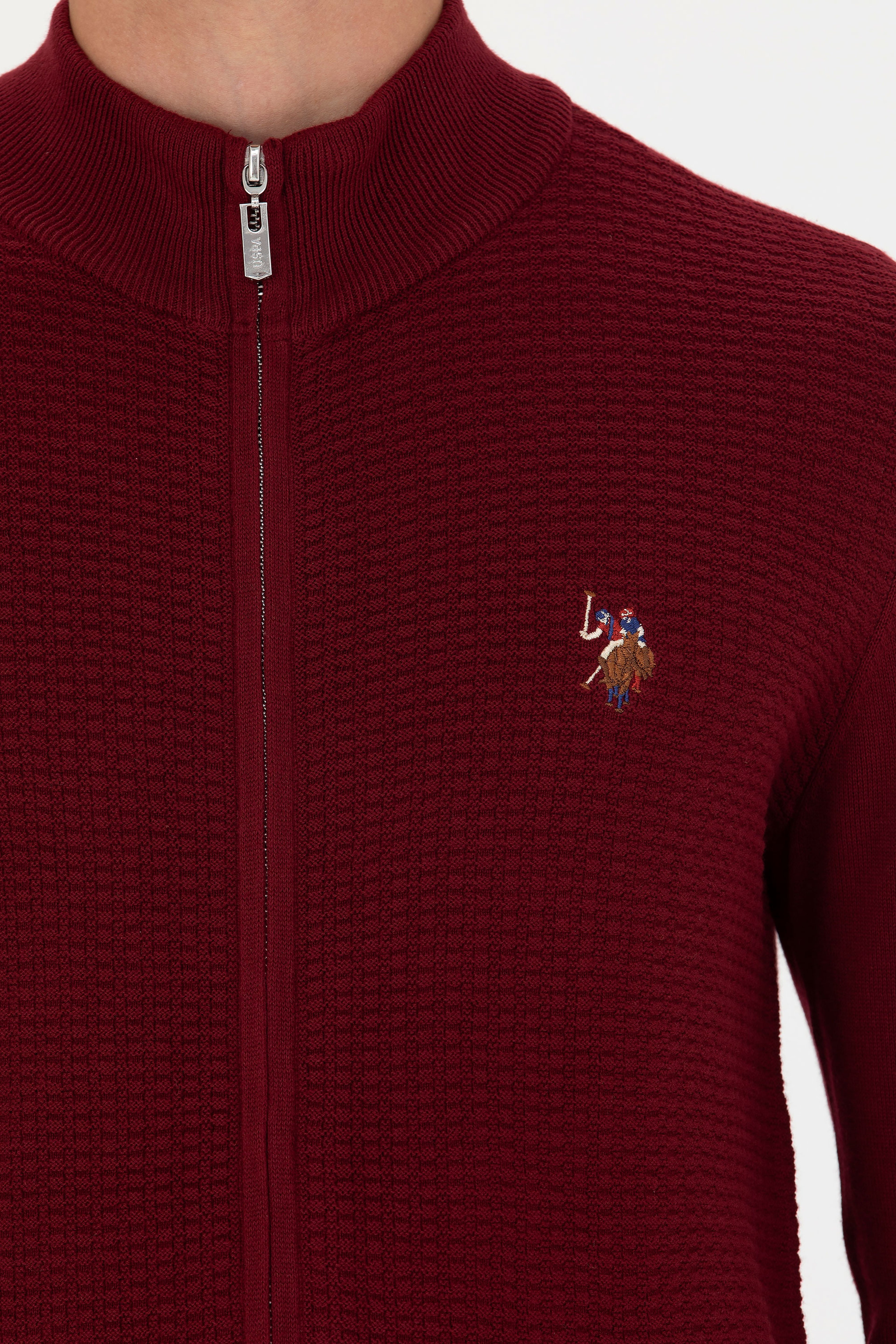 Erkek Bordo Basic Triko Hırka - Image 7