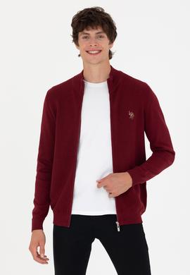 Erkek Bordo Basic Triko Hırka - 50268938033