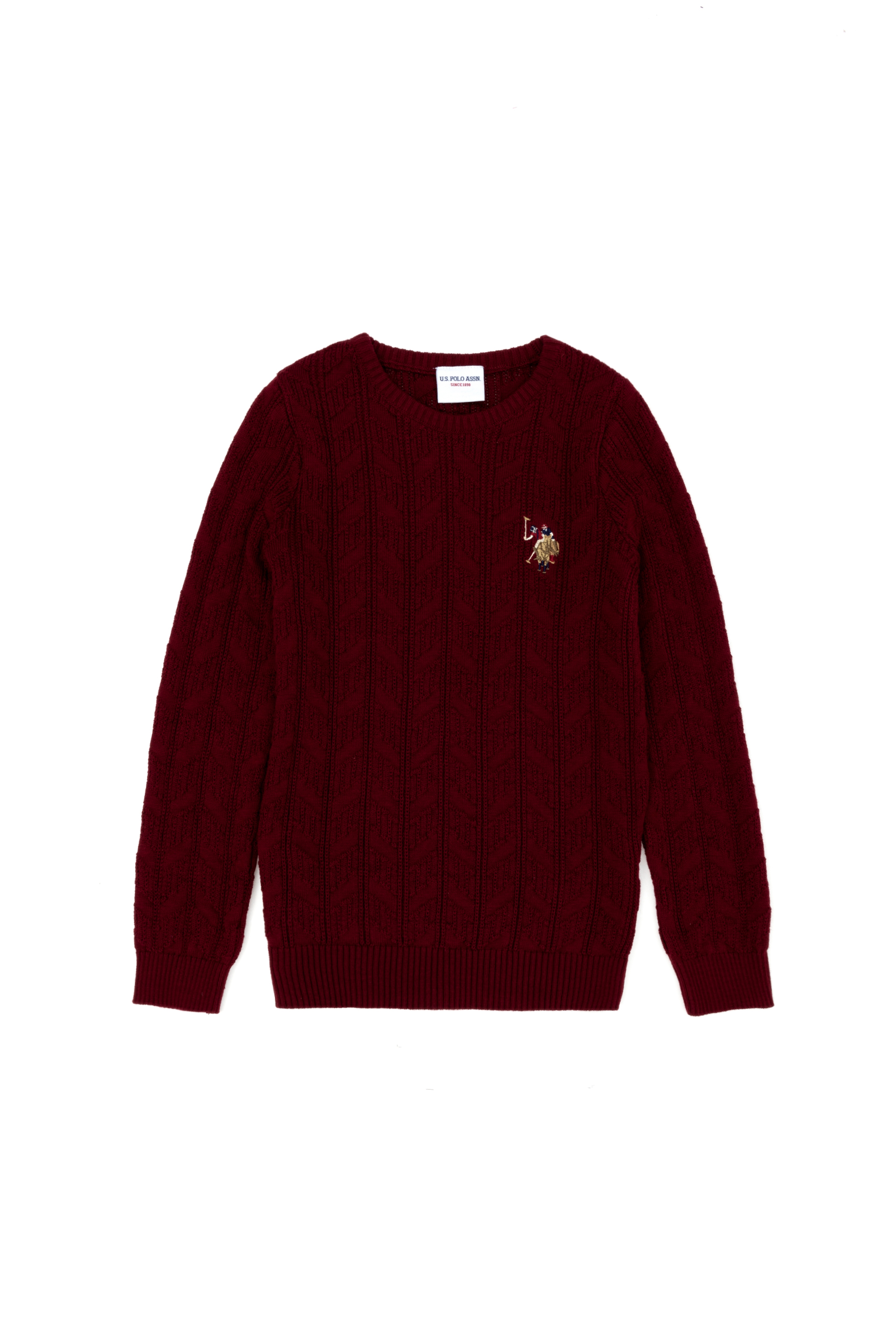 Erkek Çocuk Bordo Basic Bisiklet Yaka Kazak - Image 1