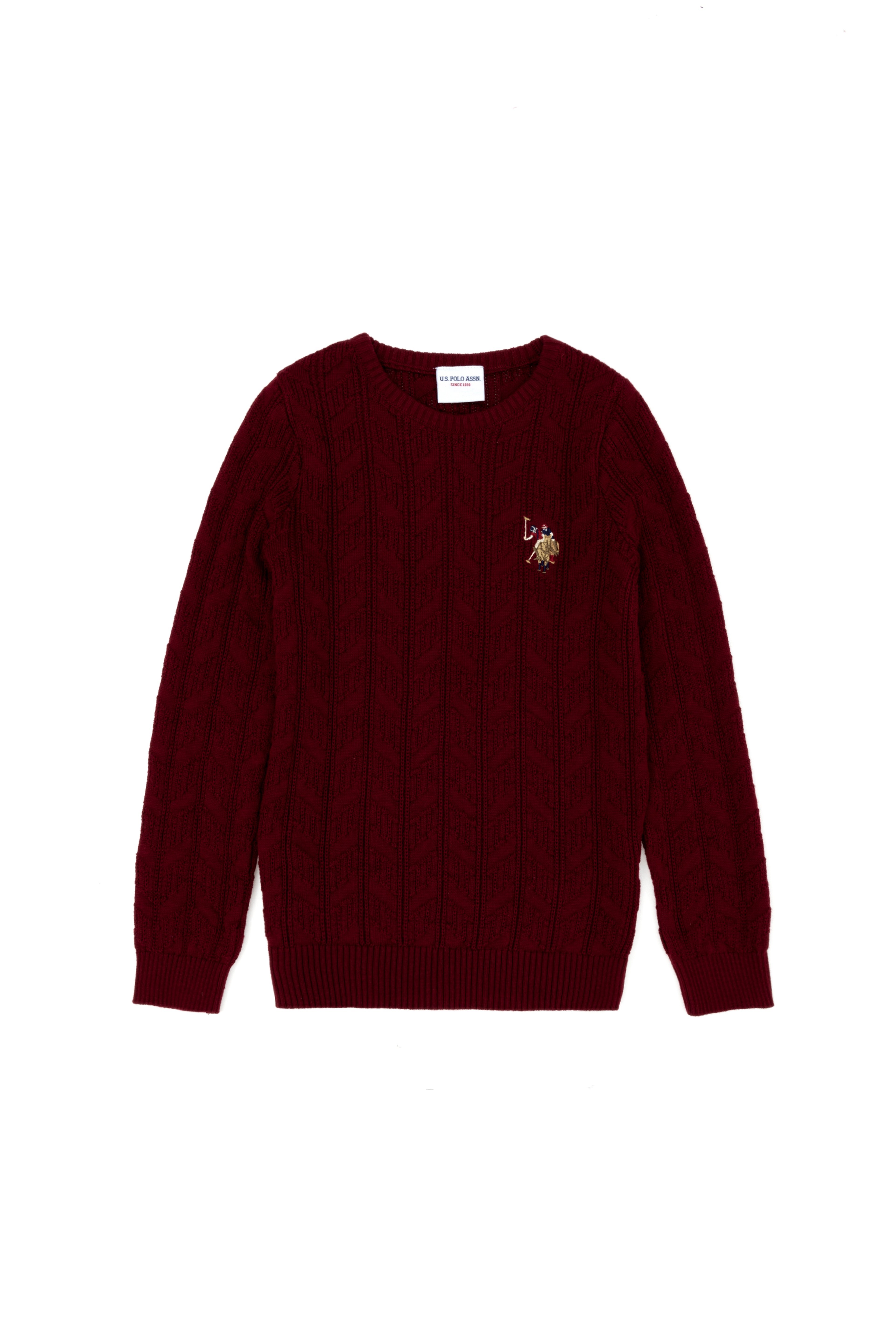 Erkek Çocuk Bordo Basic Bisiklet Yaka Kazak