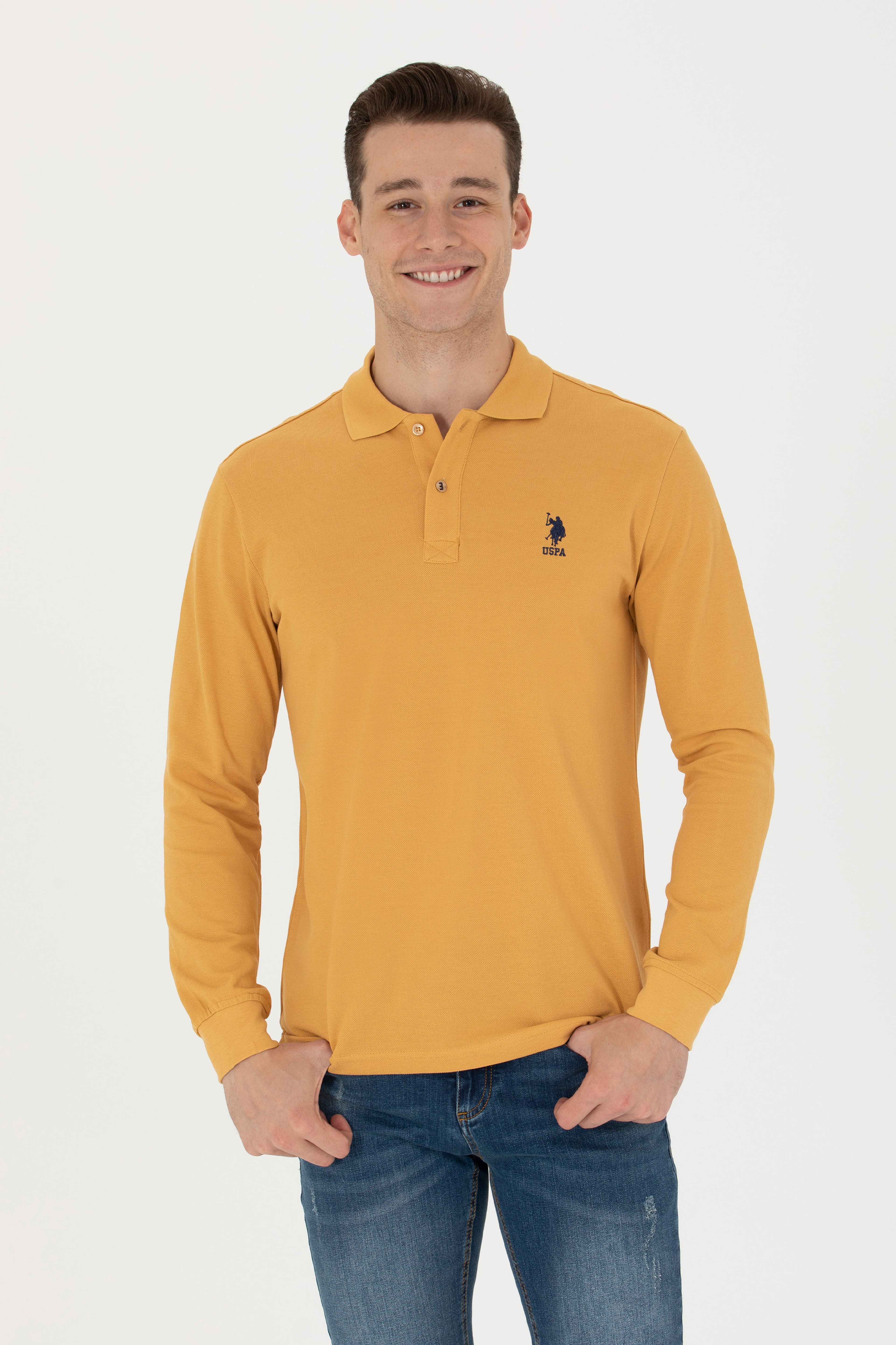 Erkek Hardal Basic Sweatshirt - Image 3