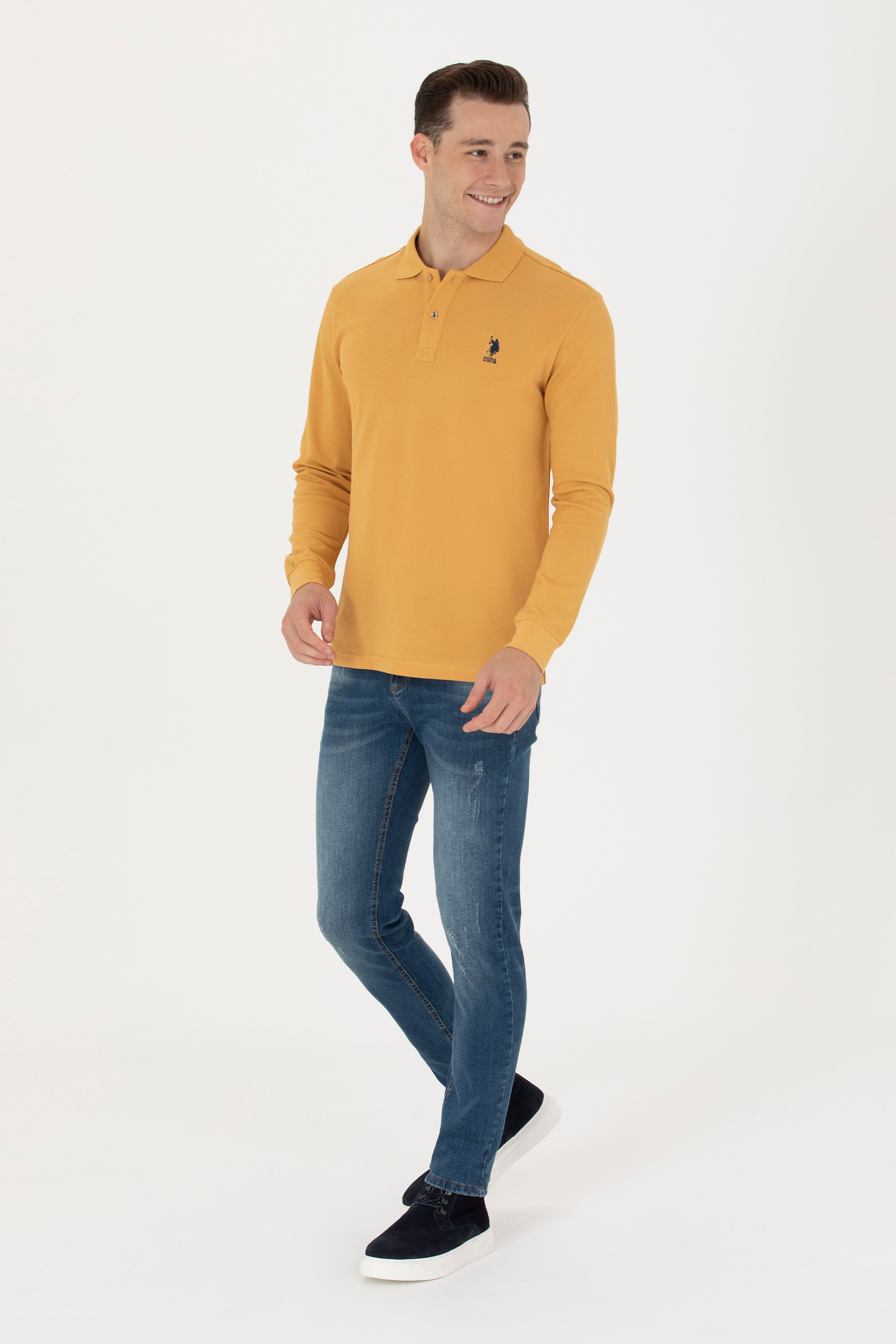 Erkek Hardal Basic Sweatshirt