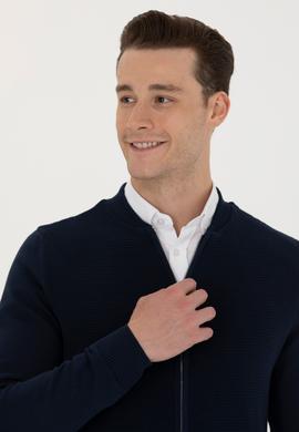 Erkek Lacivert Basic Triko Hırka - 50276609006