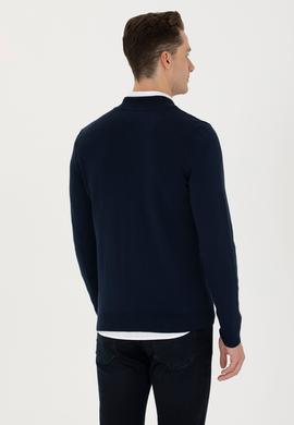 Erkek Lacivert Basic Triko Hırka - 50276609006