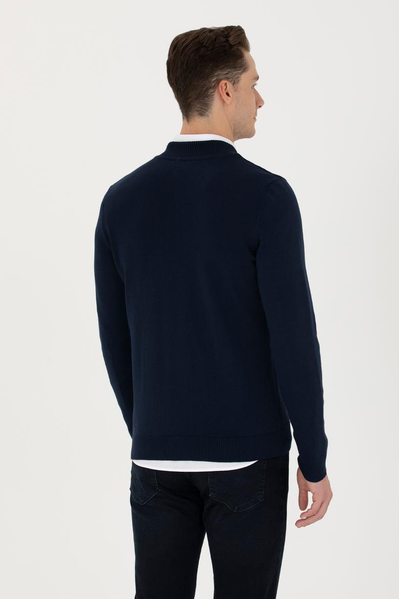 Erkek Lacivert Basic Triko Hırka - 50276609006