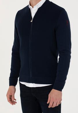 Erkek Lacivert Basic Triko Hırka - 50276609006