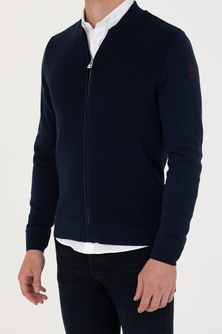 Erkek Lacivert Basic Triko Hırka - 50276609006