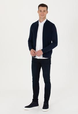 Erkek Lacivert Basic Triko Hırka - 50276609006