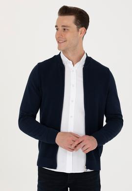 Erkek Lacivert Basic Triko Hırka - 50276609006