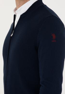 Erkek Lacivert Basic Triko Hırka - 50276609006