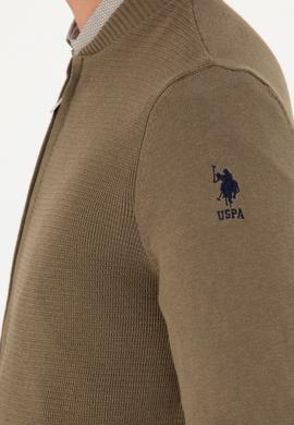 Erkek Haki Melanj Basic Triko Hırka - 50276609016