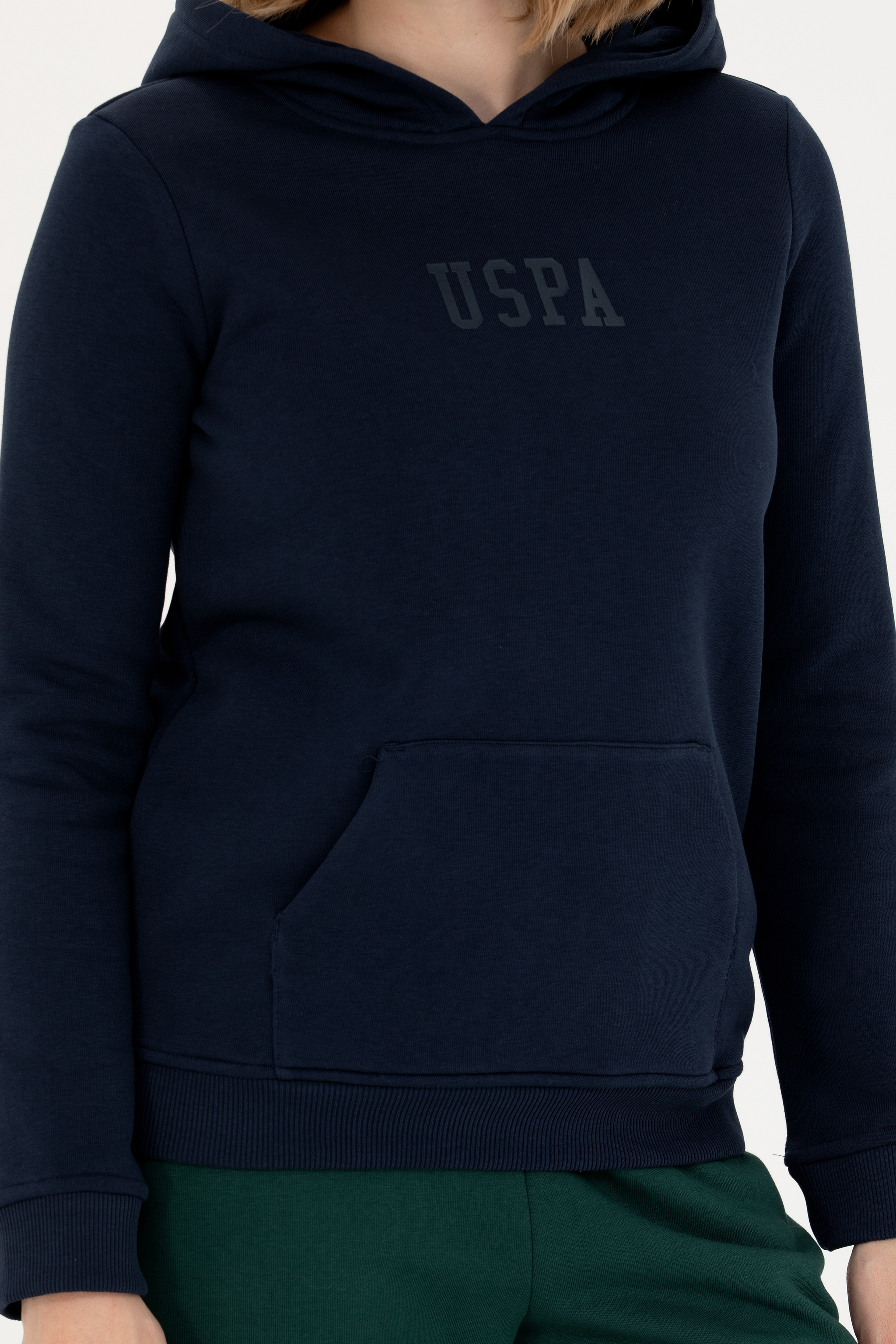 Kadın Lacivert Kapüşonlu Basic Sweatshirt