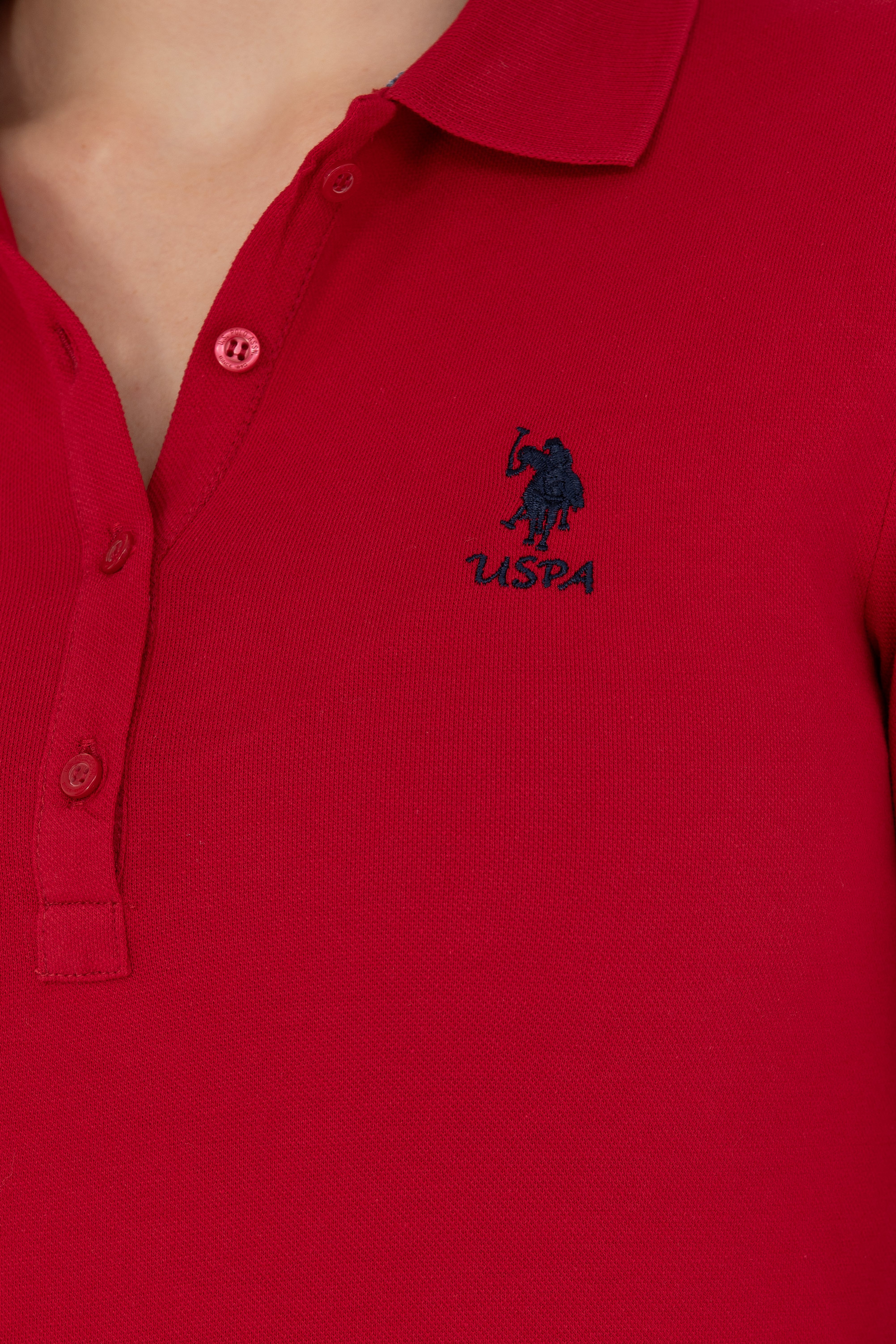 Kadın Kırmızı Polo Yaka Basic Sweatshirt - Image 7