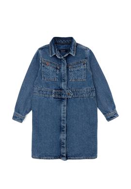 Kız Çocuk Mavi Uzun Kol Jean Elbise - 50254898003