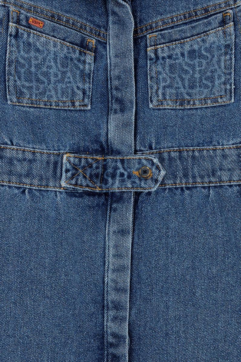 Kız Çocuk Mavi Uzun Kol Jean Elbise