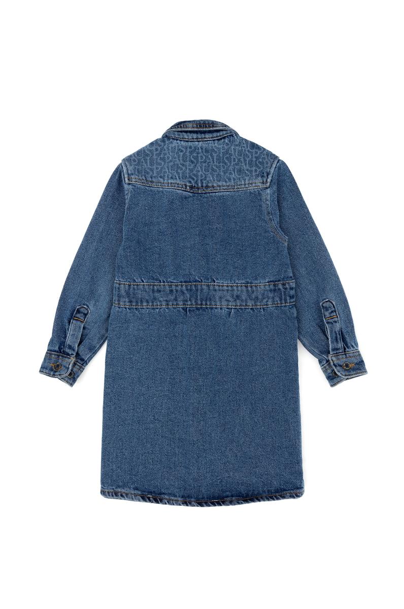 Kız Çocuk Mavi Uzun Kol Jean Elbise