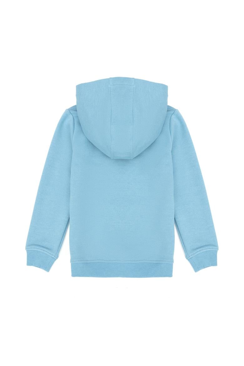 Çocuk Mavi Basic Kapüşonlu Sweatshirt - 50269419044