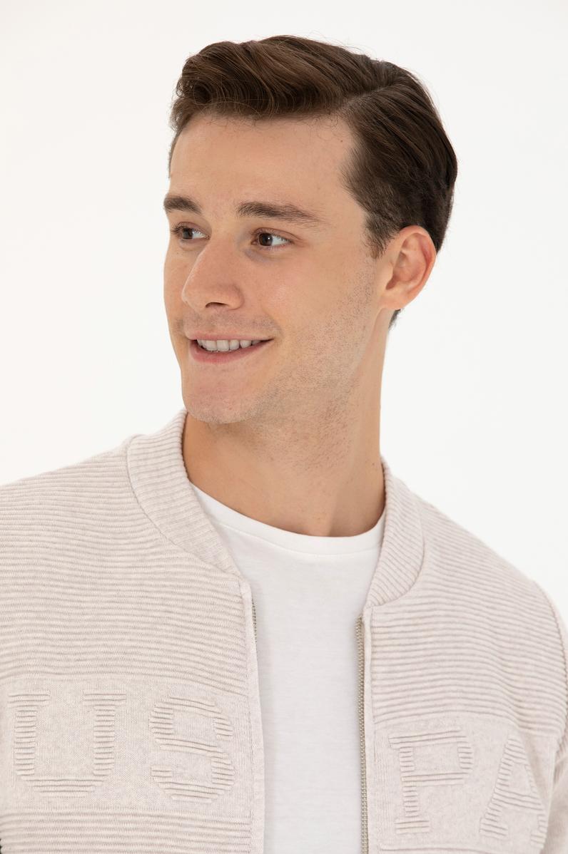 Erkek Taş Melanj Triko Hırka