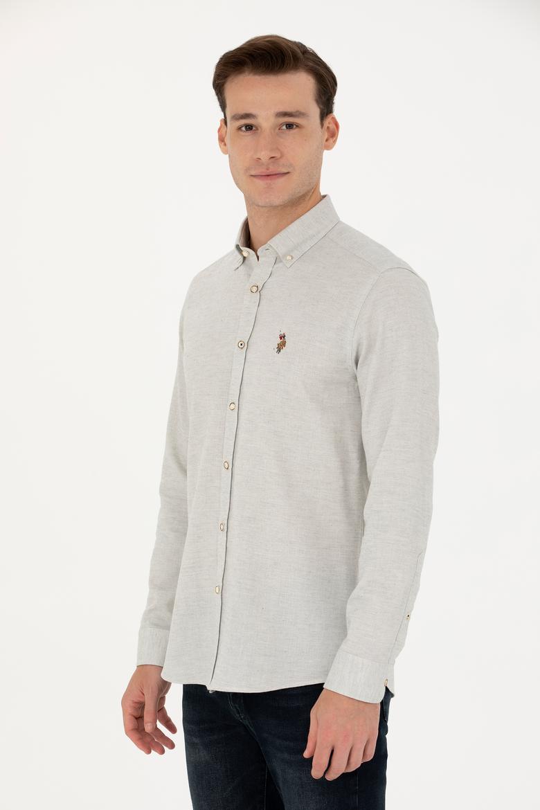 Erkek Ekru Uzun Kollu Basic Gömlek - 50271275068