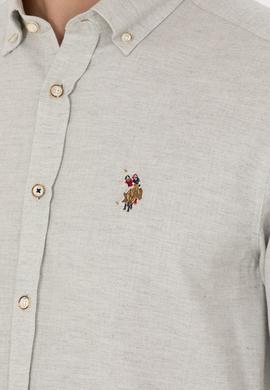 Erkek Ekru Uzun Kollu Basic Gömlek - 50271275068