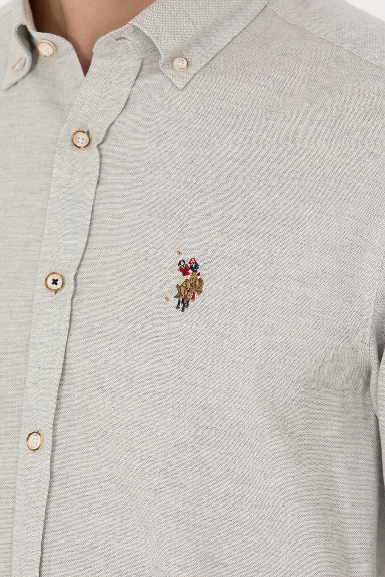 Erkek Ekru Uzun Kollu Basic Gömlek - 50271275068