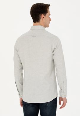 Erkek Ekru Uzun Kollu Basic Gömlek - 50271275068