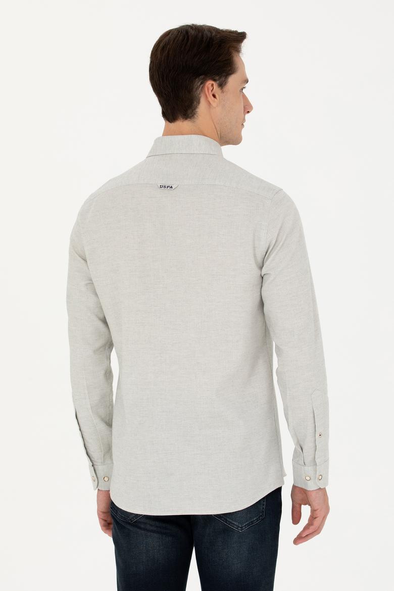 Erkek Ekru Uzun Kollu Basic Gömlek - 50271275068