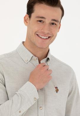 Erkek Ekru Uzun Kollu Basic Gömlek - 50271275068