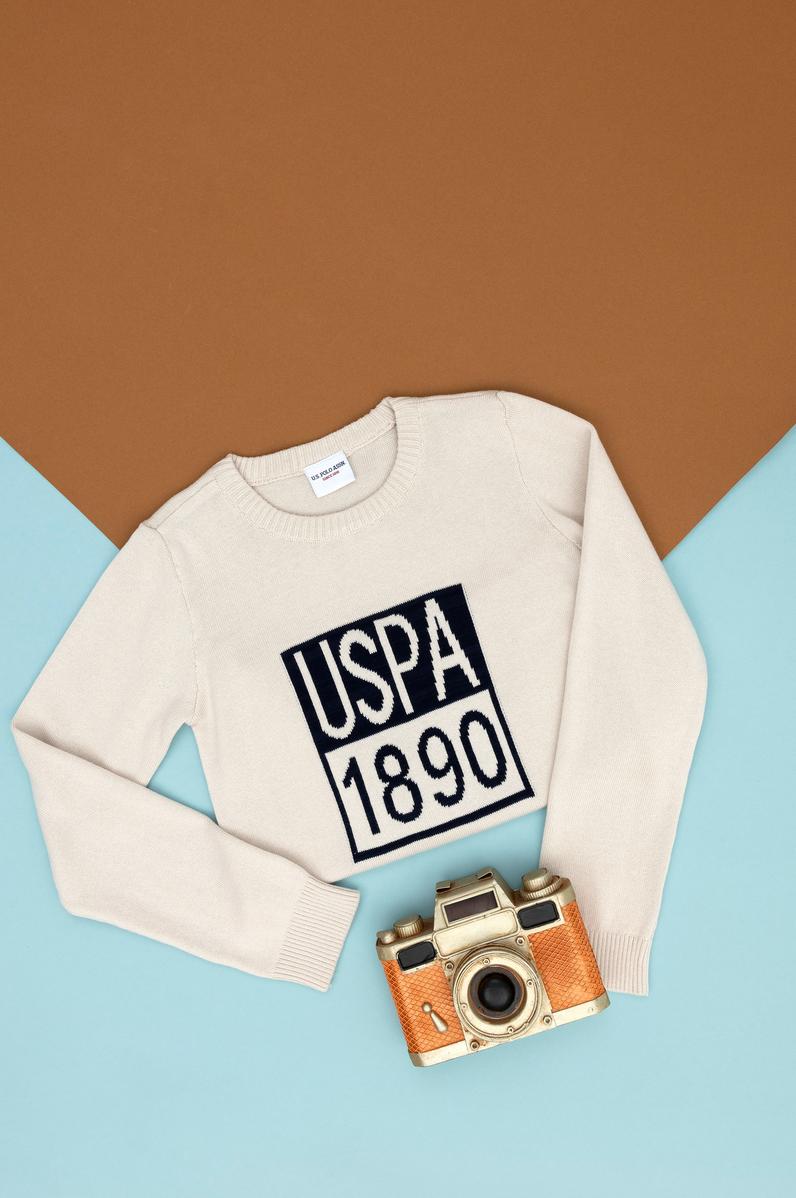 Erkek Çocuk Krem Bisiklet Yaka Kazak