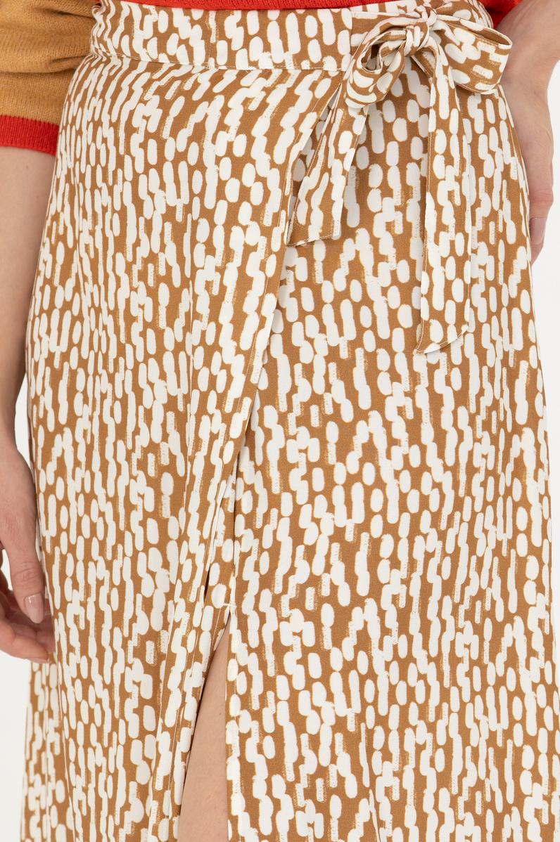 Kadın Açık Haki Dokuma Etek