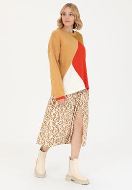 Kadın Açık Haki Dokuma Etek - 50272115002