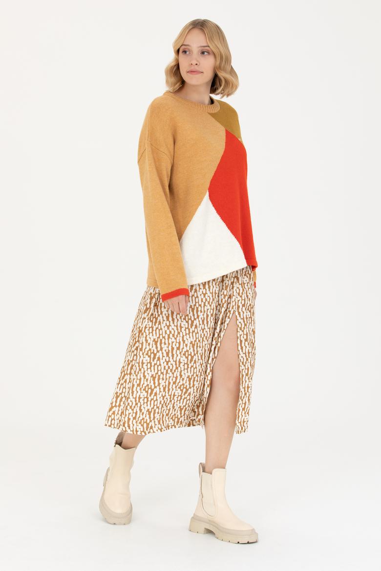 Kadın Açık Haki Dokuma Etek - 50272115002