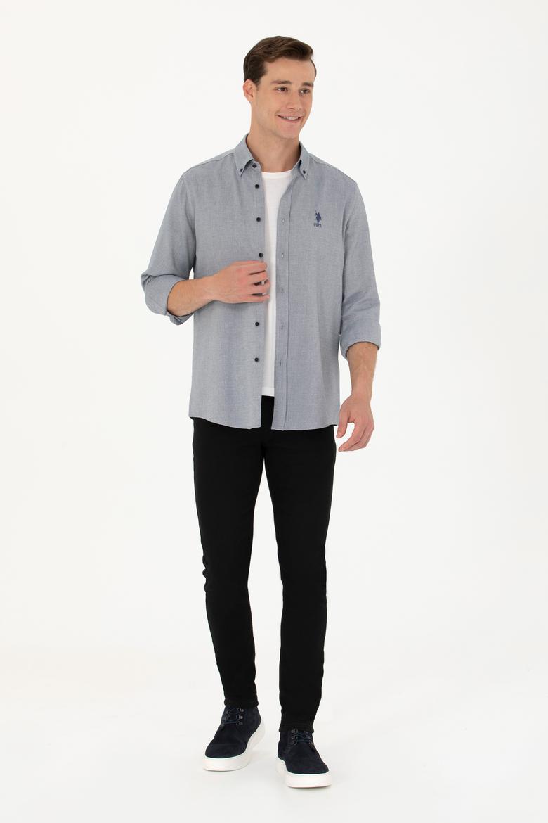 Erkek Saks Uzun Kollu Gömlek - 50272689017