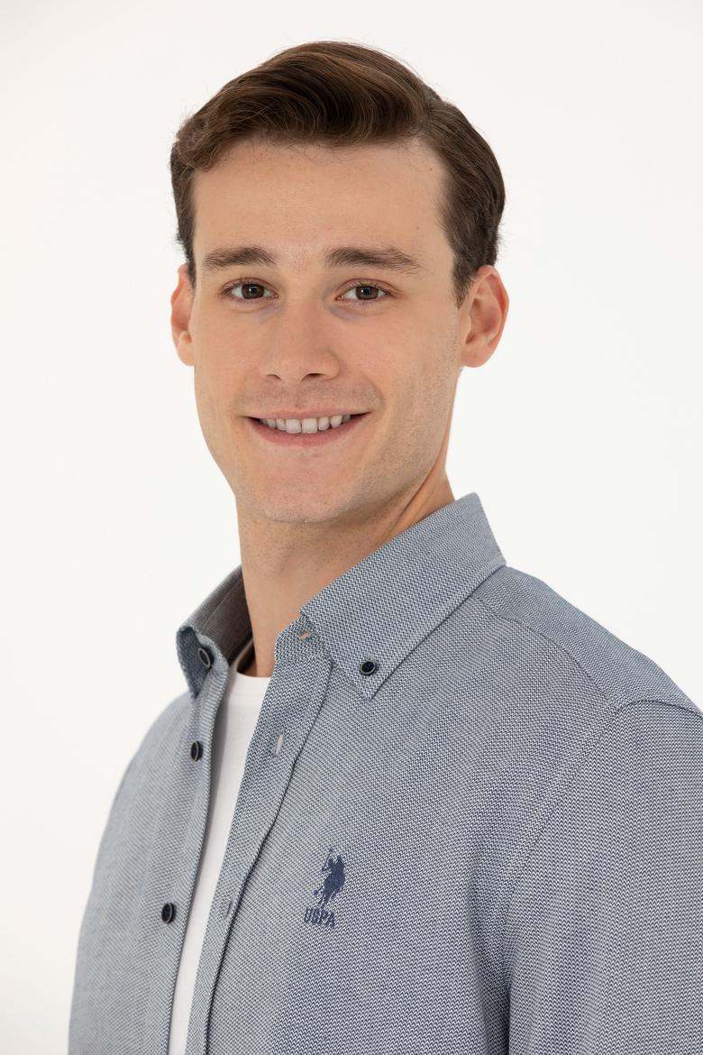 Erkek Saks Uzun Kollu Gömlek - 50272689017