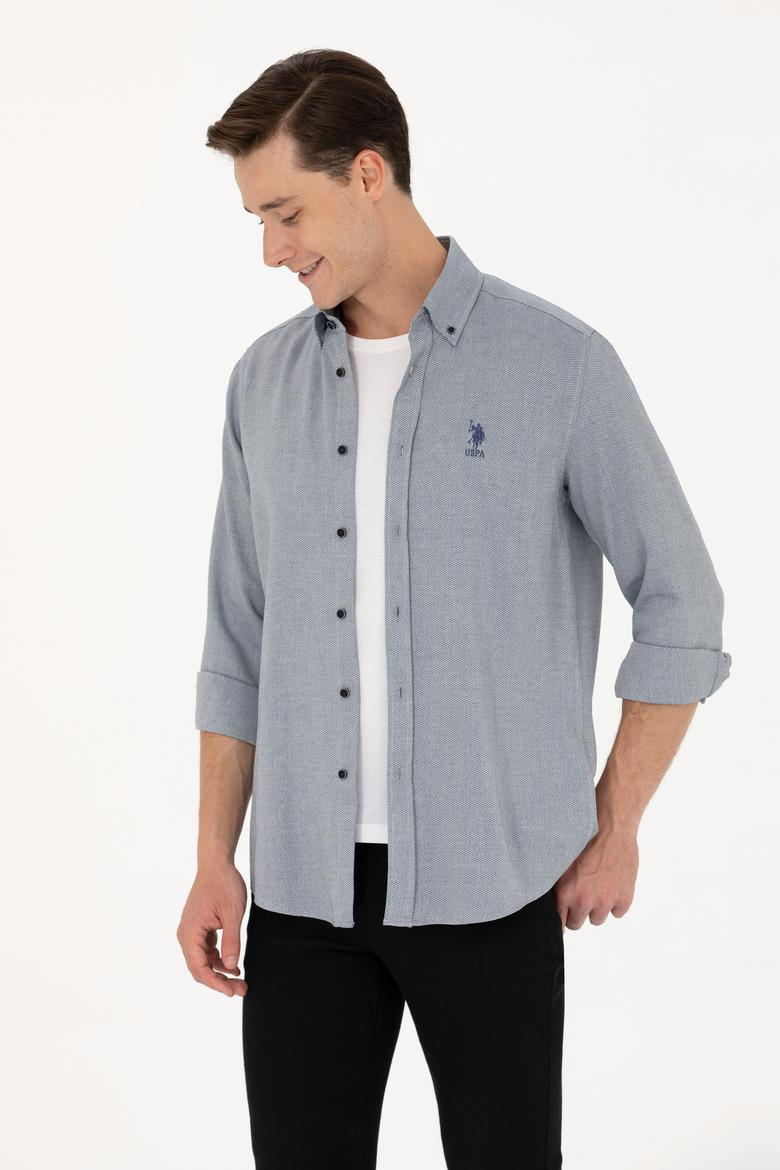 Erkek Saks Uzun Kollu Gömlek - 50272689017