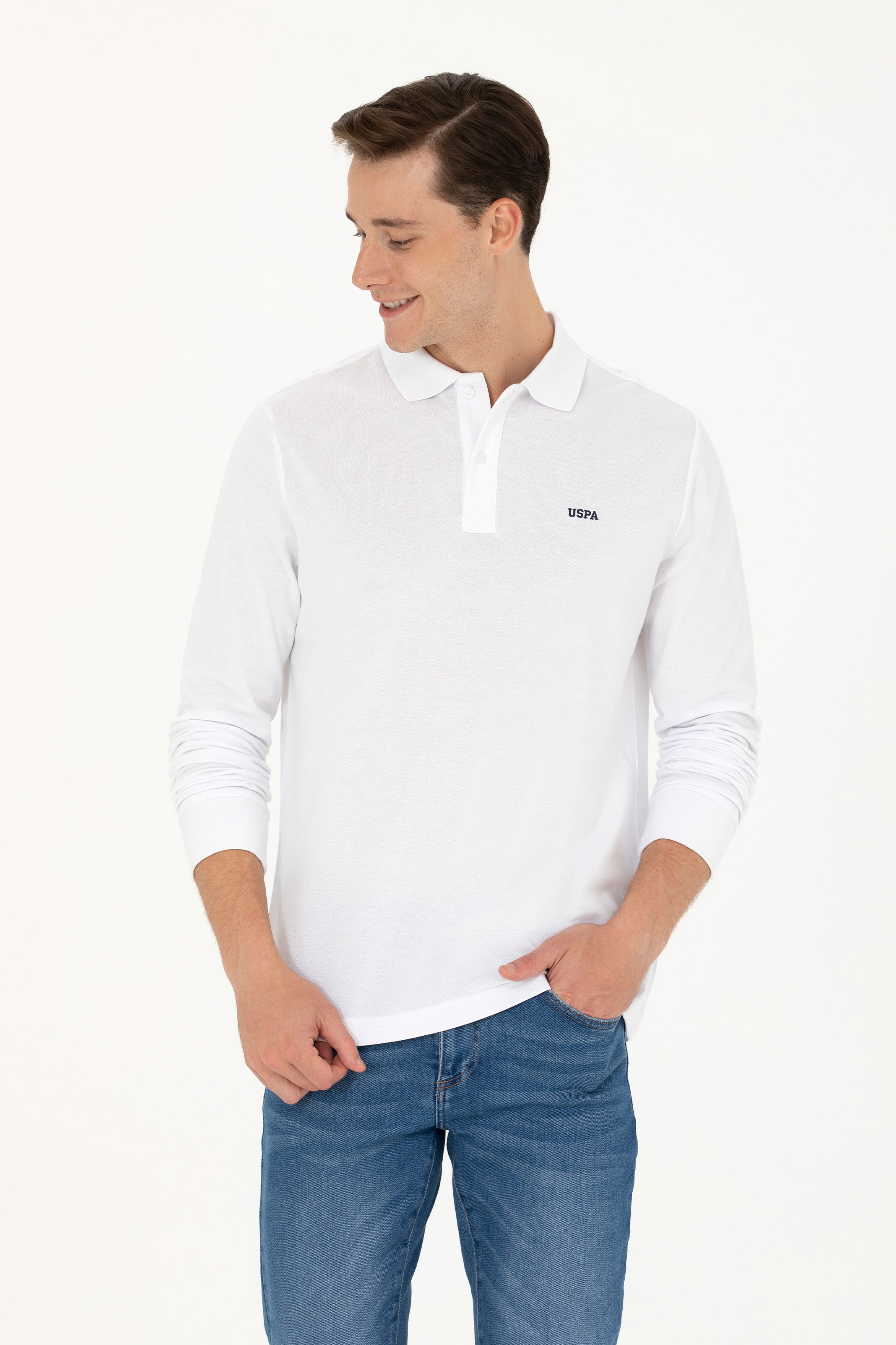 Erkek Beyaz Basic Sweatshirt