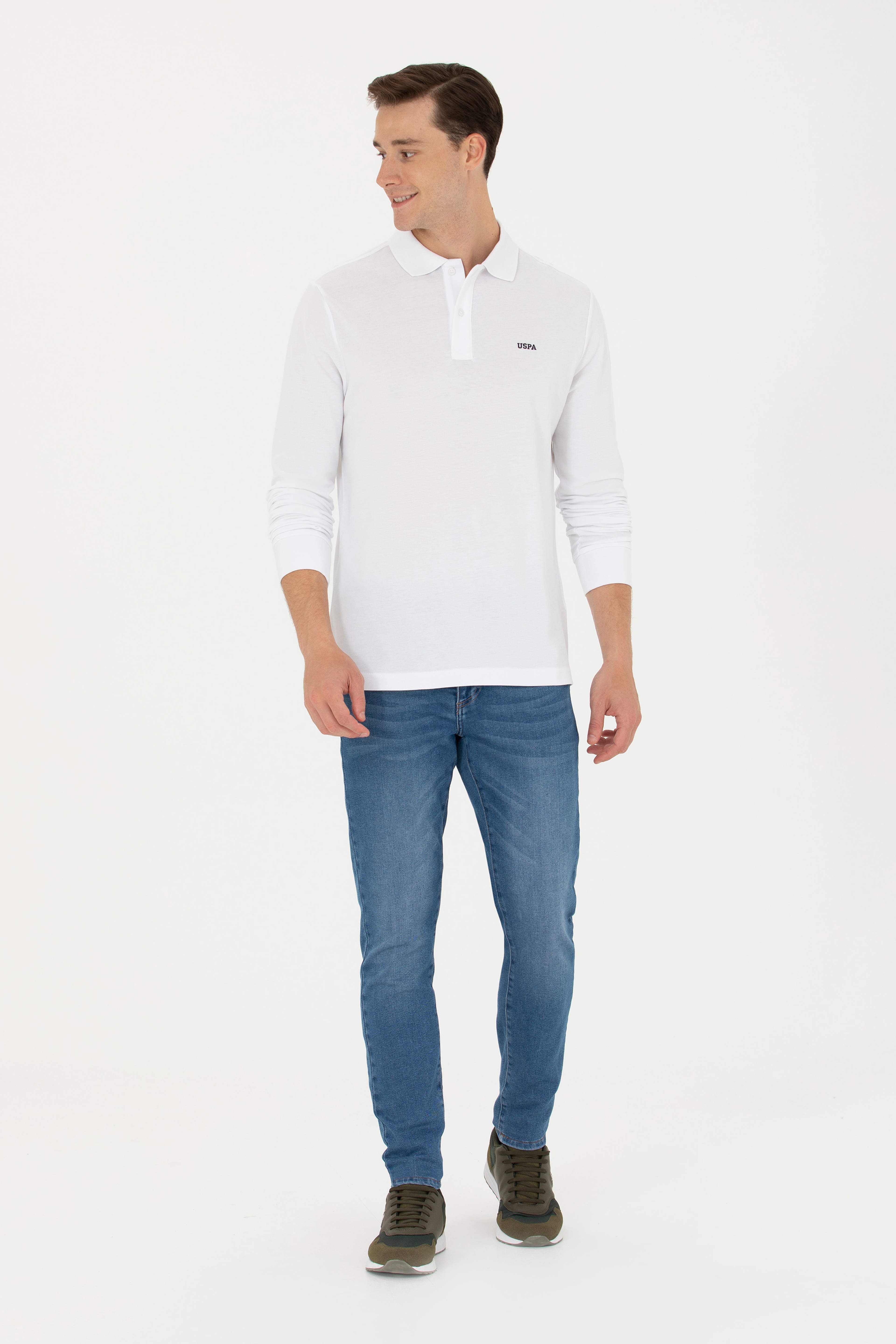 Erkek Beyaz Basic Sweatshirt - Image 5