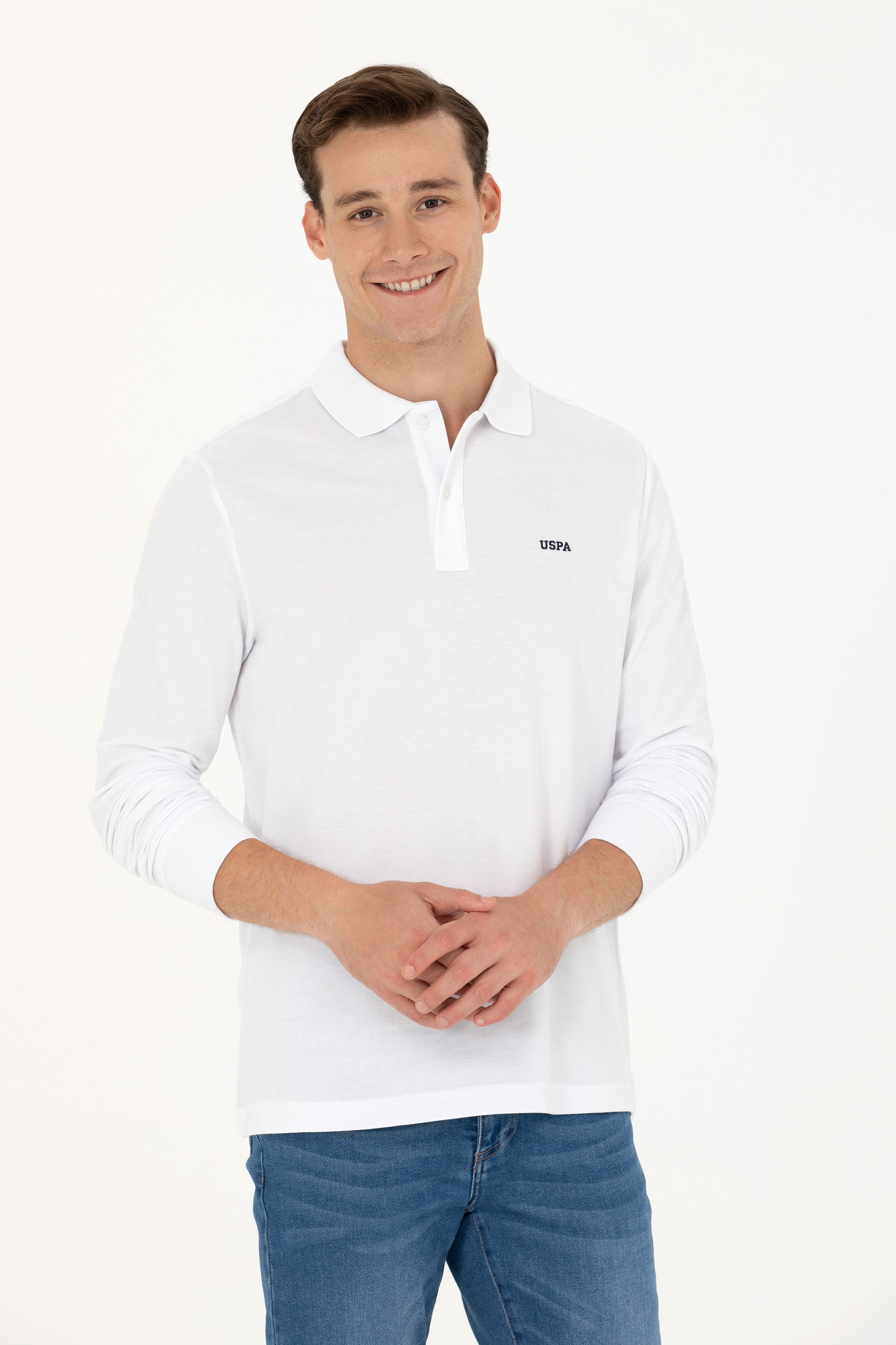 Erkek Beyaz Basic Sweatshirt - Image 4