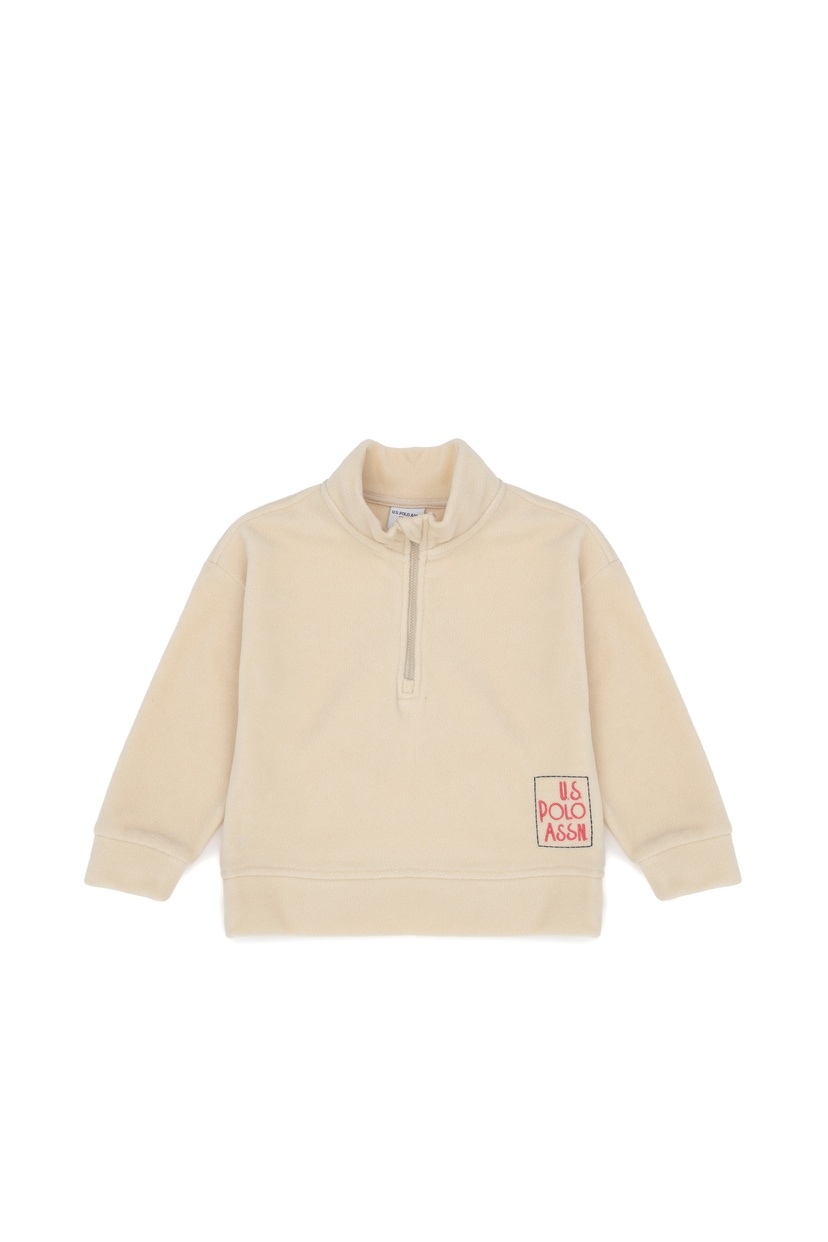 Kız Çocuk Krem Polarlı Polo Yaka Sweatshirt