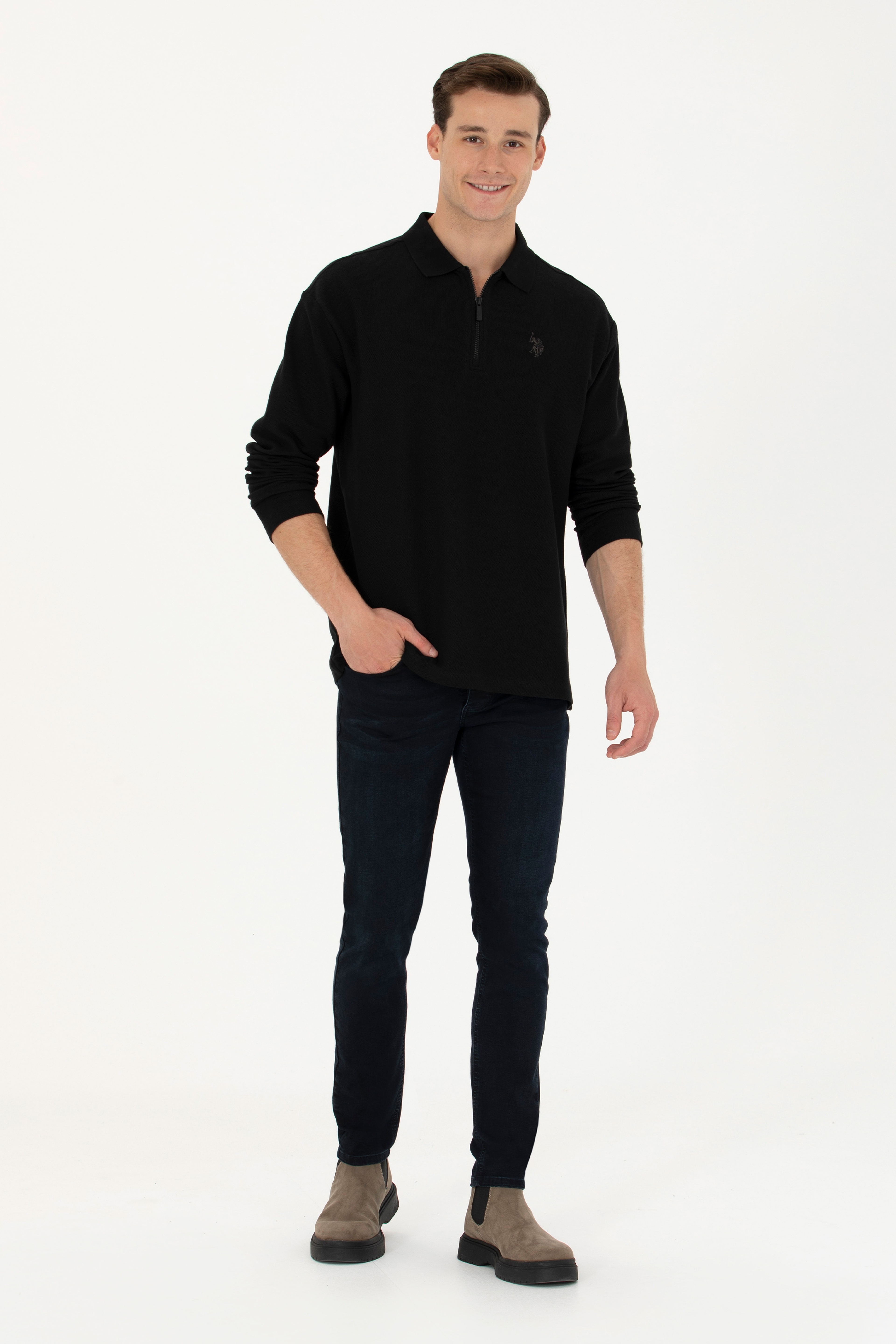 Erkek Siyah Sweatshirt - Image 4