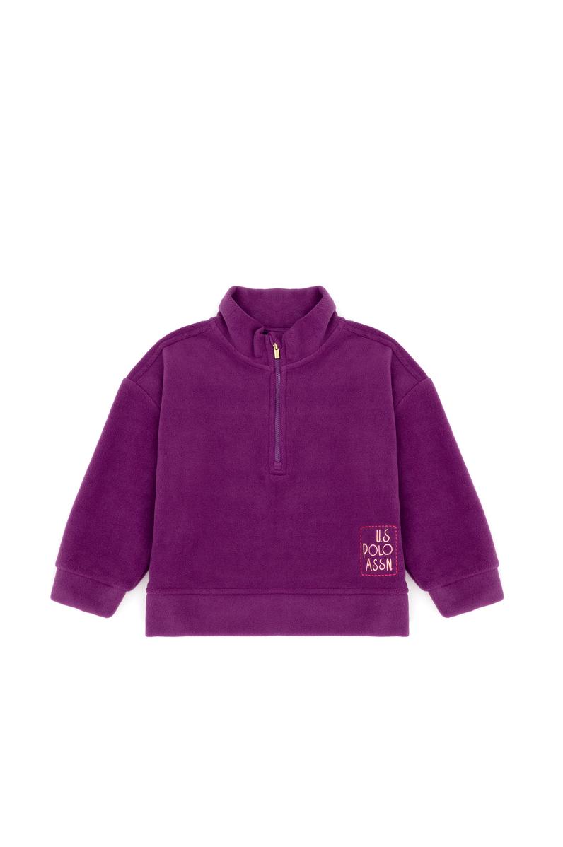 Kız Çocuk Violet Polarlı Polo Yaka Sweatshirt