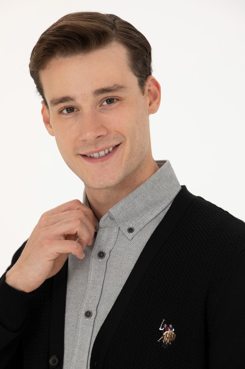 Erkek Siyah Basic Triko Hırka