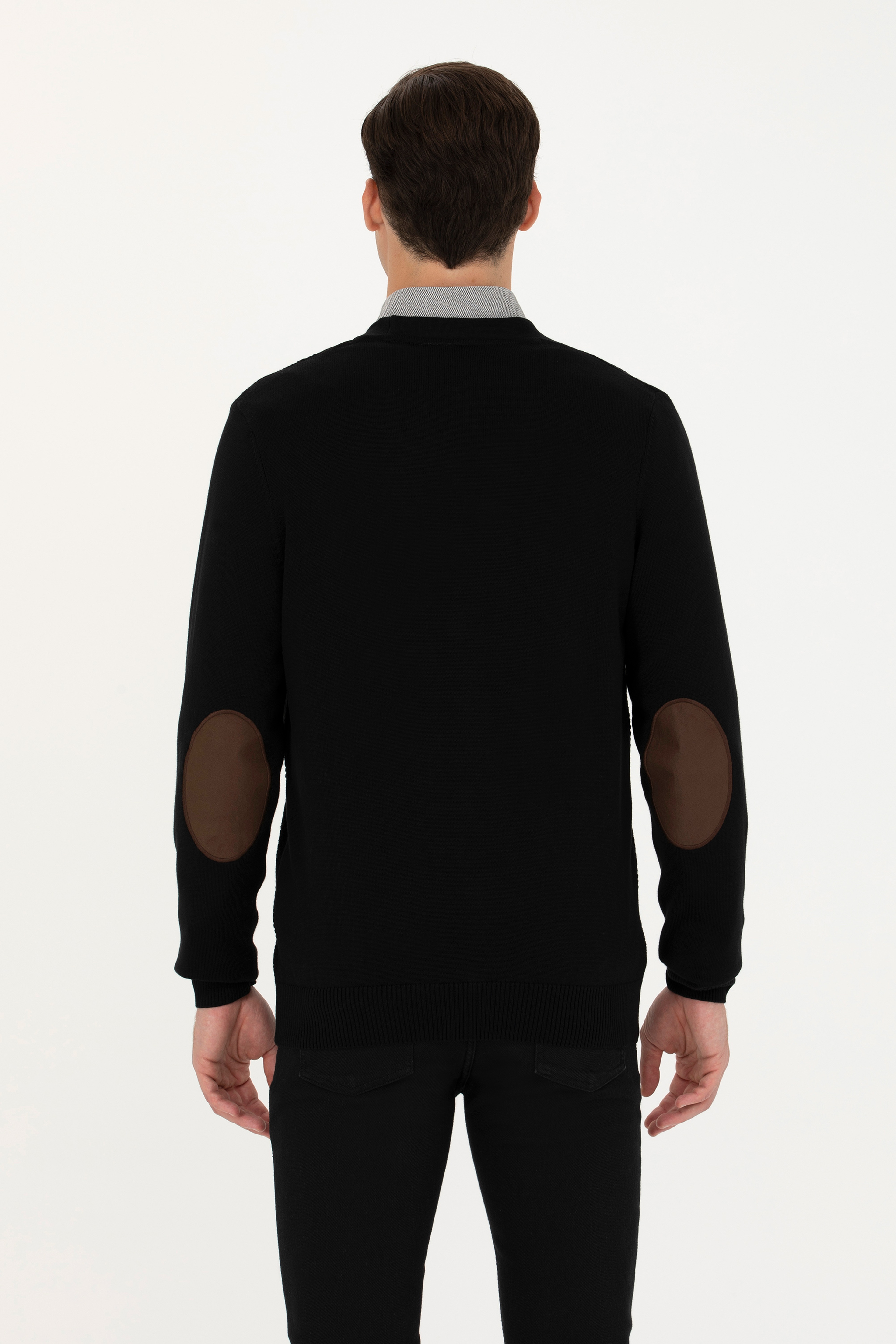 Erkek Siyah Basic Triko Hırka - Image 5