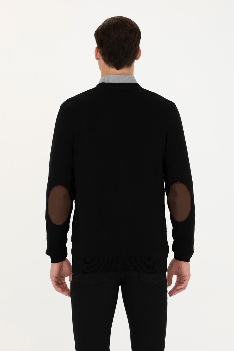 Erkek Siyah Basic Triko Hırka - 50268939001