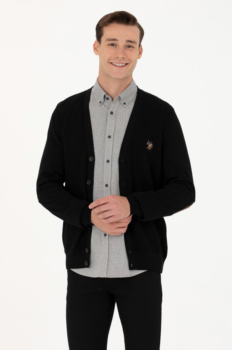 Erkek Siyah Basic Triko Hırka