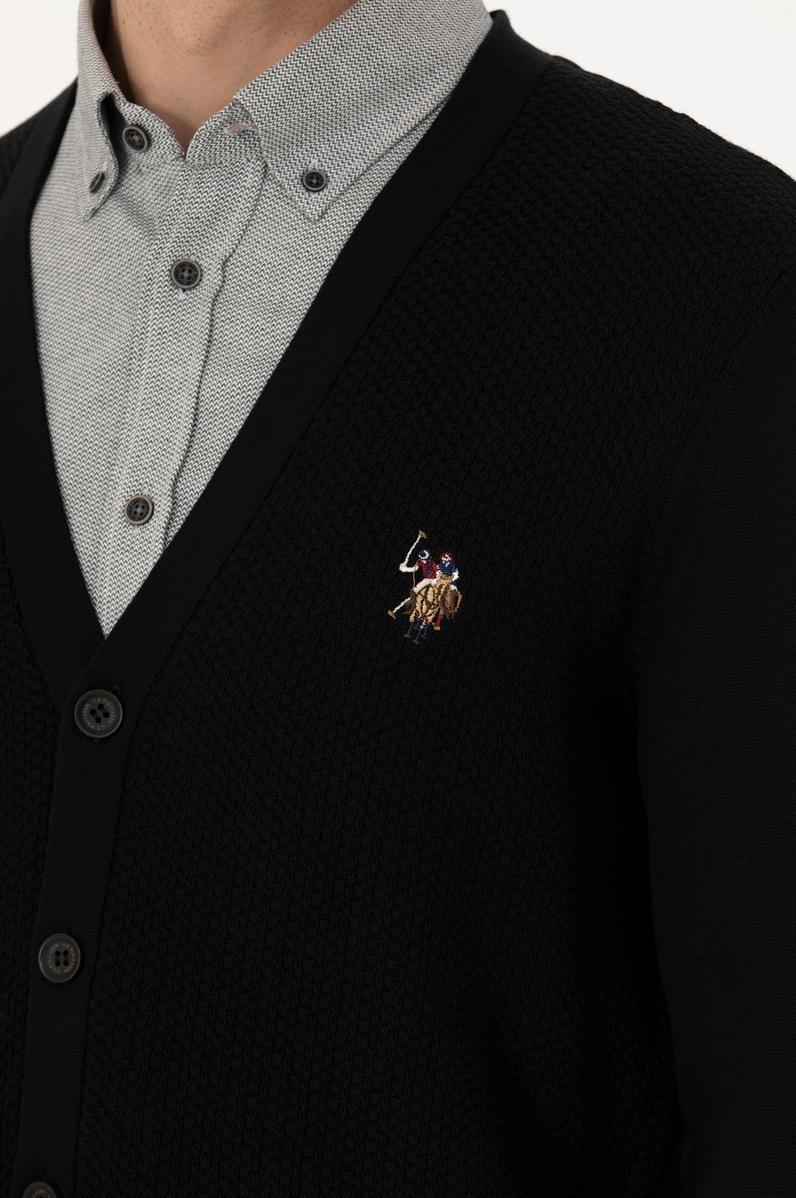 Erkek Siyah Basic Triko Hırka