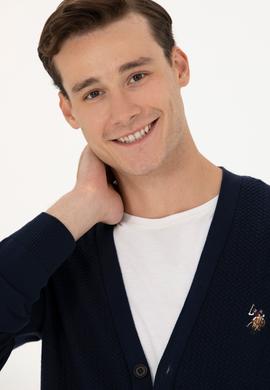 Erkek Lacivert Basic Triko Hırka - 50268939019