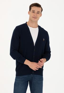 Erkek Lacivert Basic Triko Hırka - 50268939019